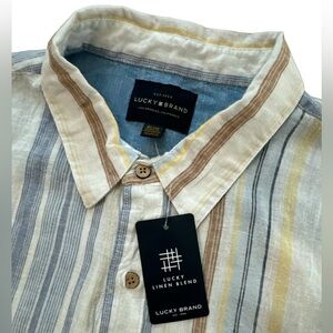Lucky Brand Men’s‎ Size Medium Lucky Linen Blend Short Sleeve Button Up NWT’S